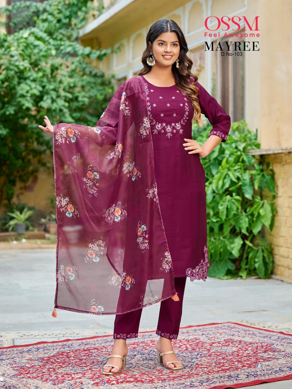 Ossm Mayree Fancy Viscose Designer Readymade Suits Catalog